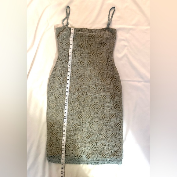SNDYS Lace Bodycon Midi Dress Blue Grey | Strappy Slip Dress - Picture 11 of 14